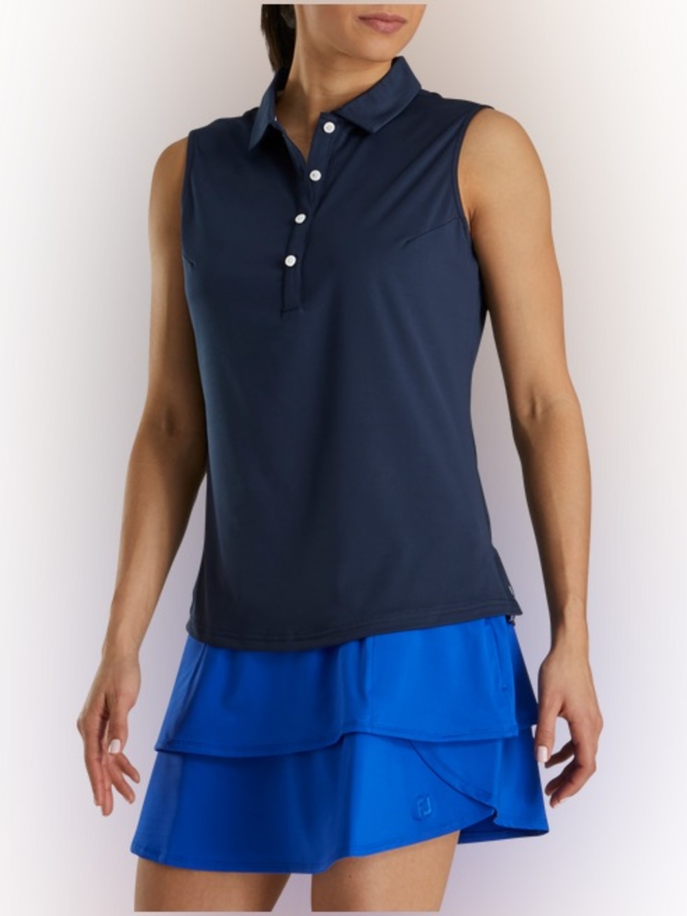 FootJoy Golf Leisure Solid Lisle Sleeveless Collar Shirt Polo Button ProDry